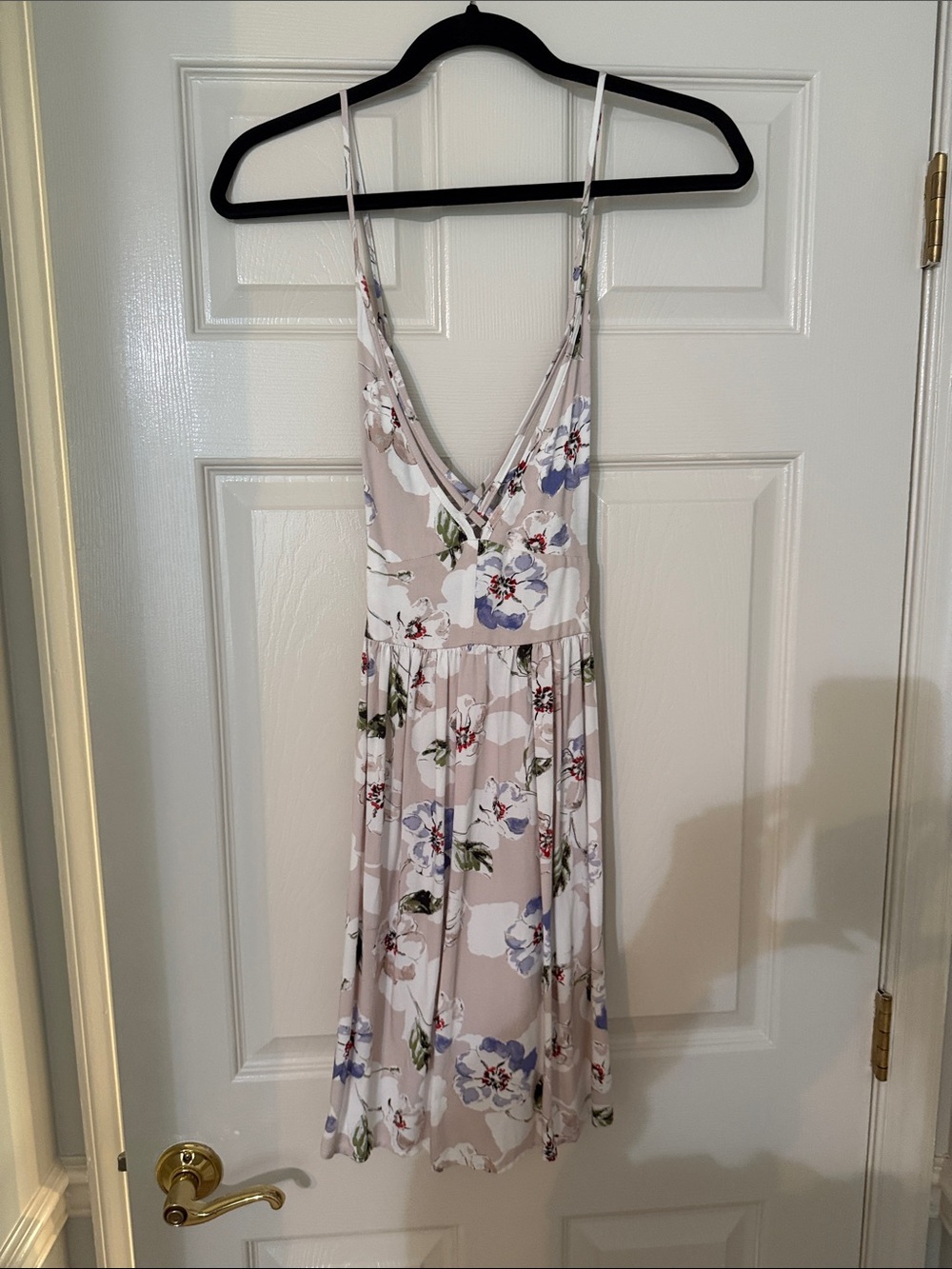 O'Neill Light Beige Floral Slip Dress with Blue & Green Accents